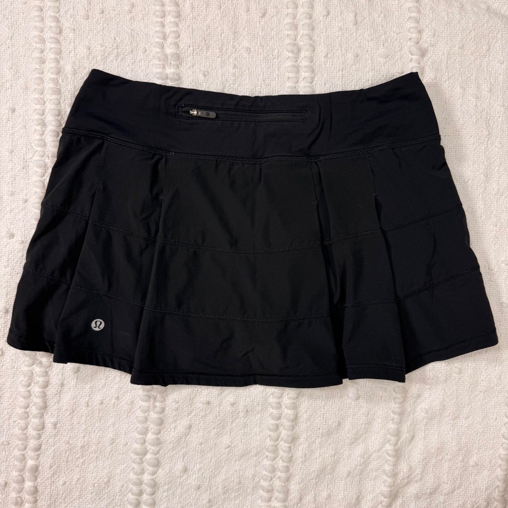 Lululemon Pace Rival Skirt Tall Black Pleated Tennis Running Skort Size 6